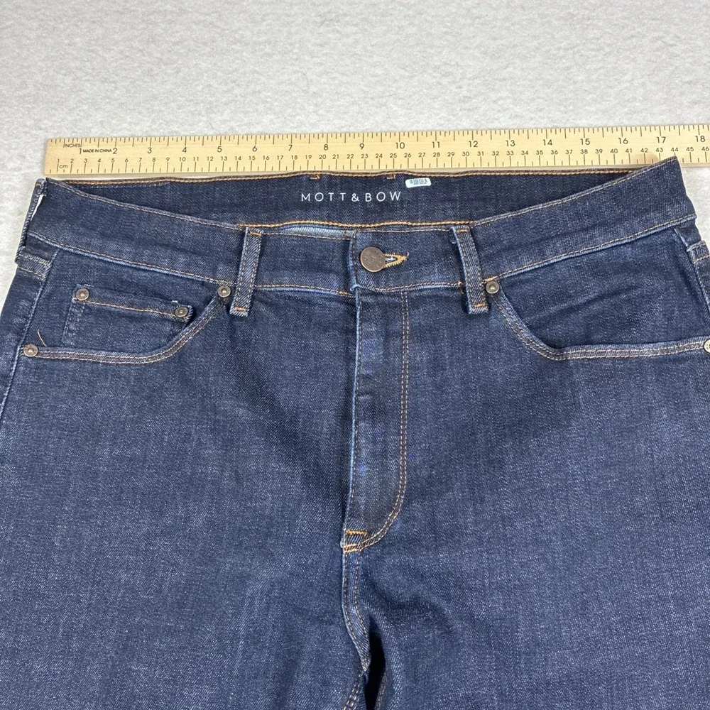 Mott & Bow Slim Wooston Jeans Mens 35x34 Blue Dark Slim Straight Stretch Denim
